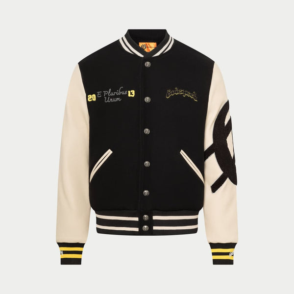 Gold wax-coated Varsity jacket