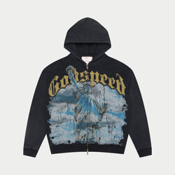 Chrome Liberty Zip Hoodie (Black Wash) - HOODIE