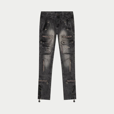 Flare Premium Cargo Pants (Grey Wash) - CARGO PANTS