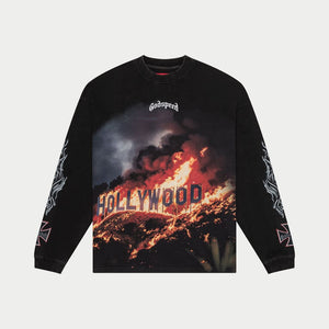 Hollywood Inferno long sleeve T-shirt (Black Wash) - T-Shirt