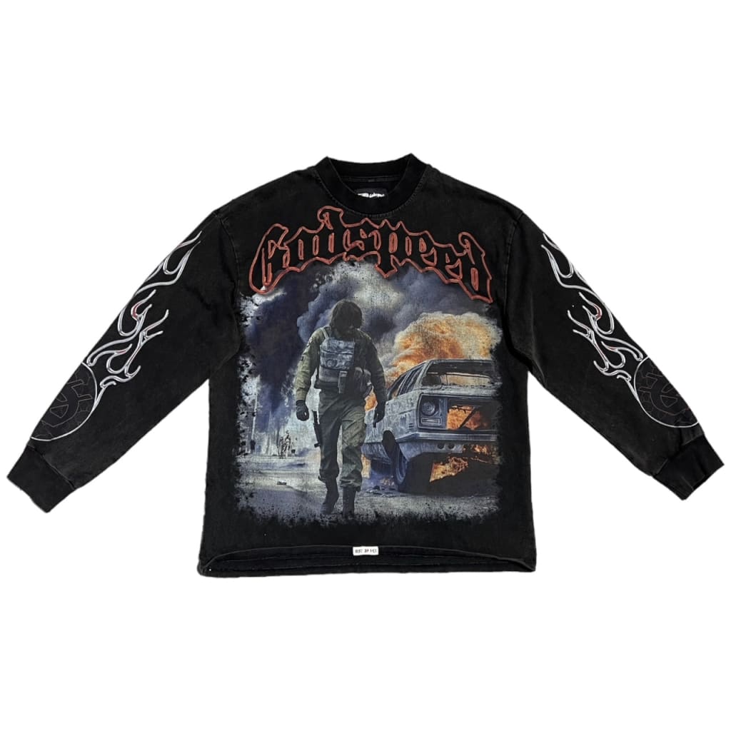 GODSPEED NEW YORK - Khaos Long sleeve T-Shirt (Black Washed)