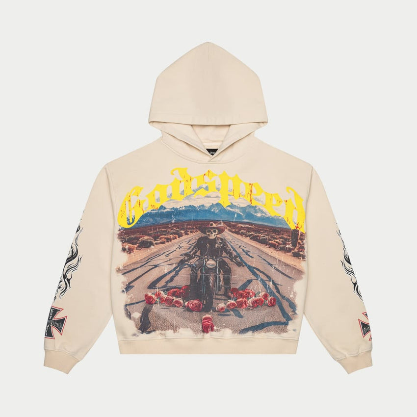 Long Lonely Road Hoodie (Cream Wash) - T-Shirt