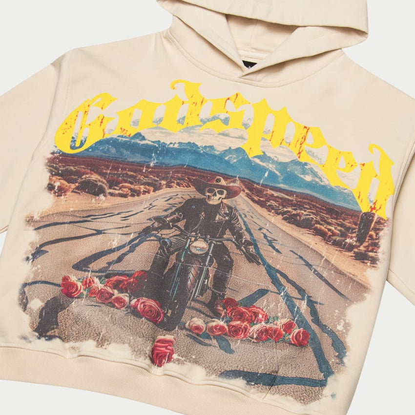 Long Lonely Road Hoodie (Cream Wash) - T-Shirt