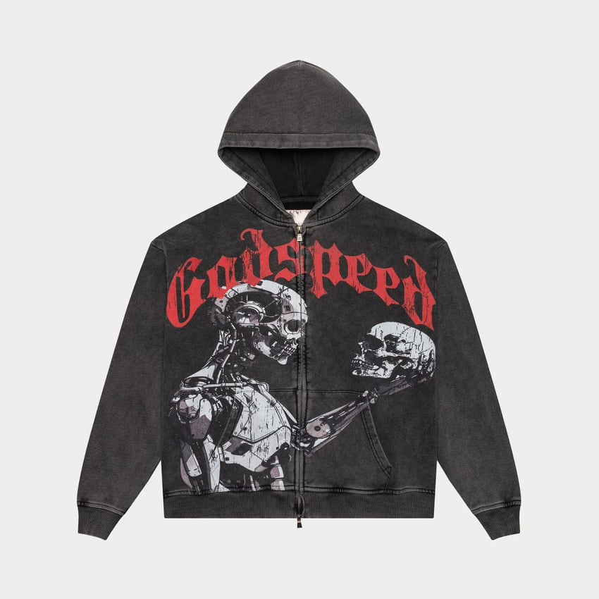 Mankind vs Ai Zip Up Hoodie (Black Wash) - T-Shirt