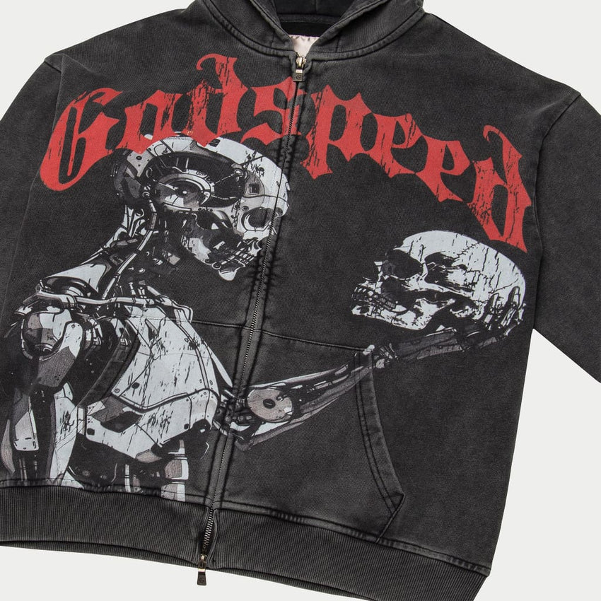 Mankind vs Ai Zip Up Hoodie (Black Wash) - T-Shirt