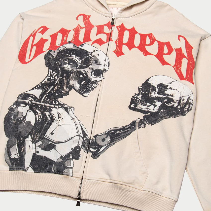 Mankind vs Ai Zip Up Hoodie (Bone) - T-Shirt