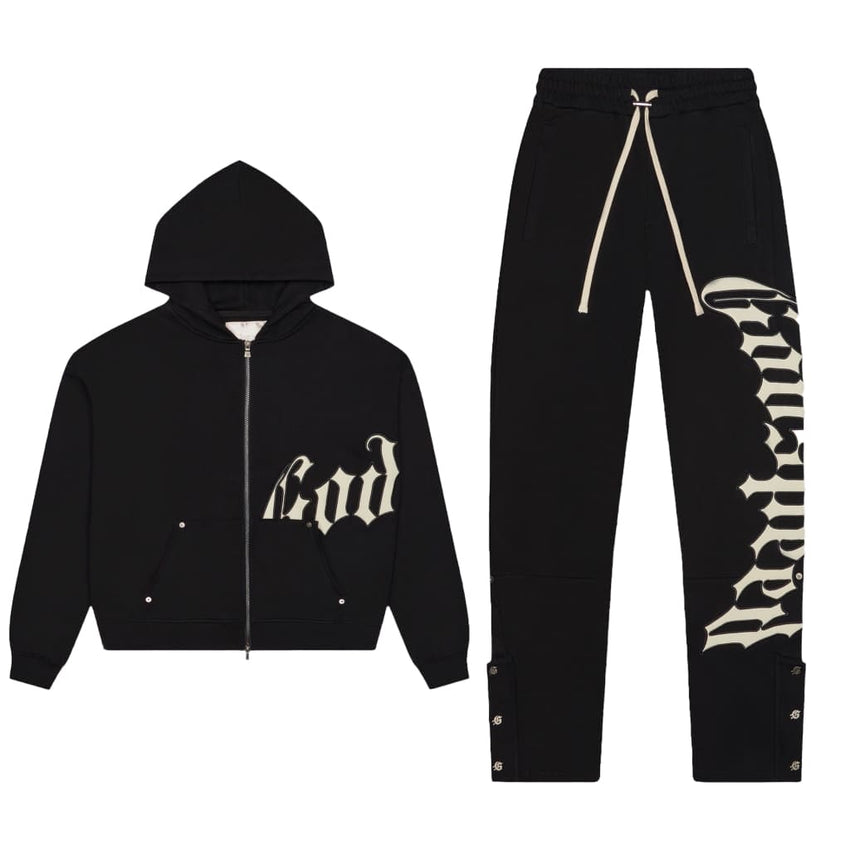 Black sweatsuit on sale