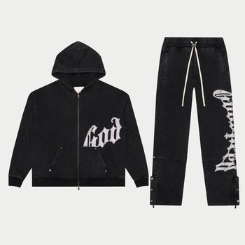 OG Logo Sweatsuit V2 (Black Wash/Silver)