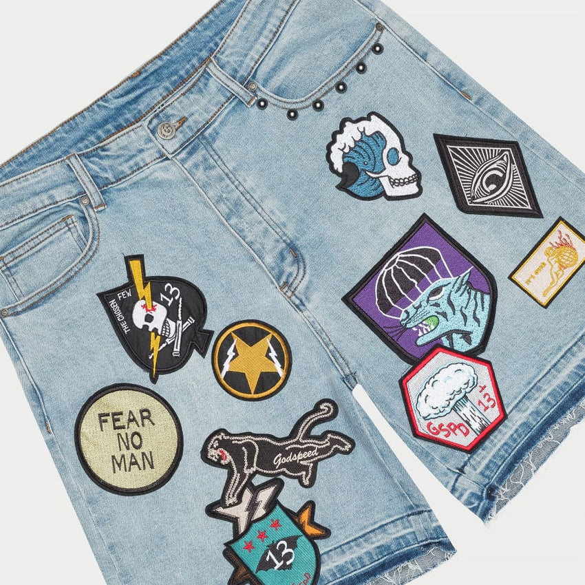 Patchwork Denim Shorts - SHORTS