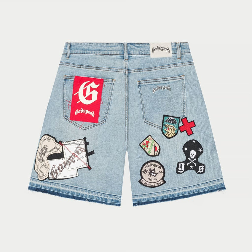 Patchwork Denim Shorts - SHORTS