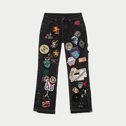 Patchwork Jeans (Black) - SHORTS