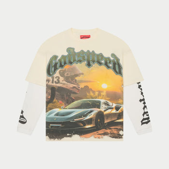 Sunset Drift Layered T-Shirt (Bone) - T-Shirt