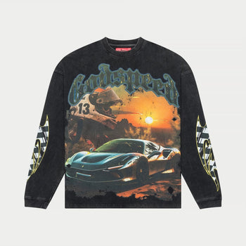 Sunset Drift Long Sleeve (Black wash) - T-Shirt