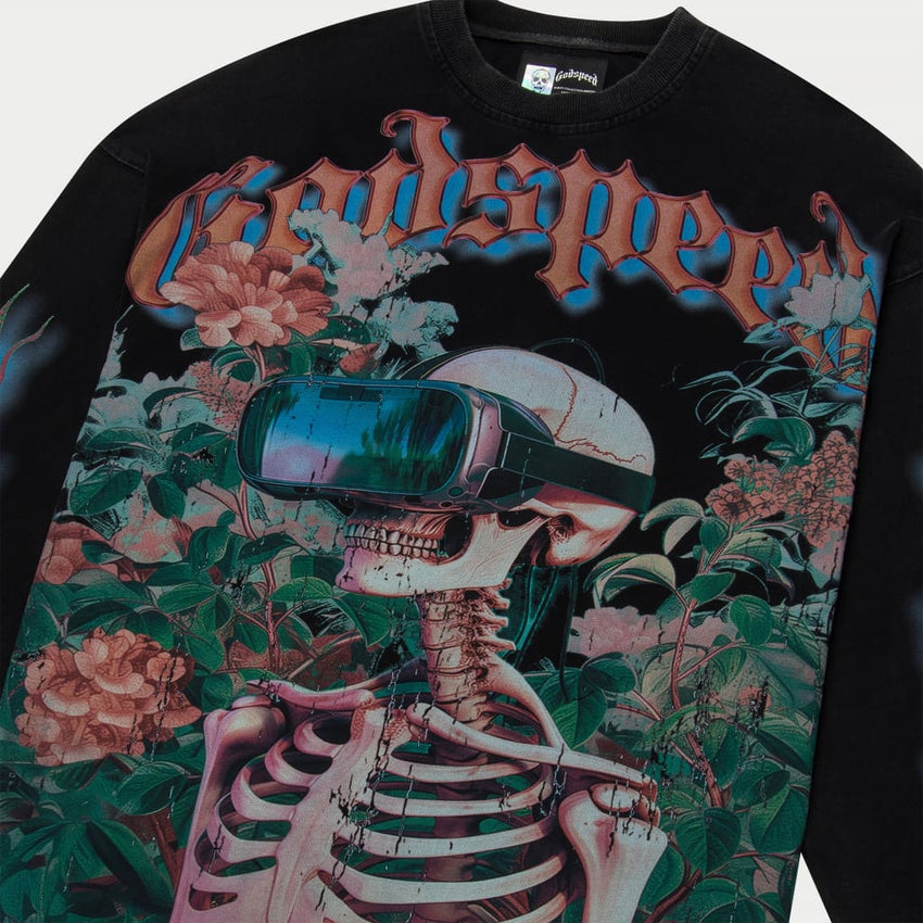 Vision Flowers LS (Black Wash) - T-Shirt