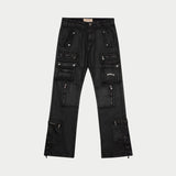 Wax Flare Premium Cargo Pants (Black) - CARGO PANTS