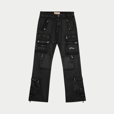 Wax Flare Premium Cargo Pants (Black) - CARGO PANTS