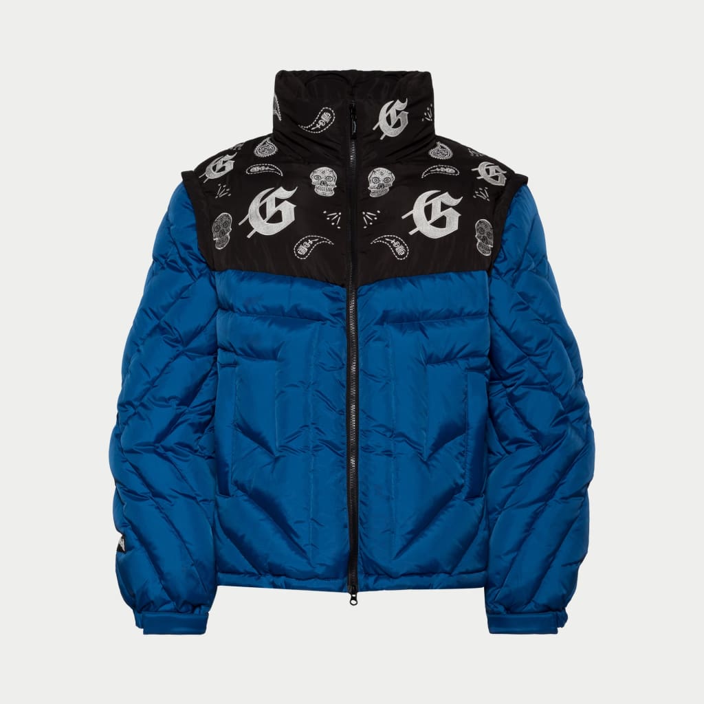 Paisley Print Puffer Down Jacket (Blu) - GODSPEED NEW YORK