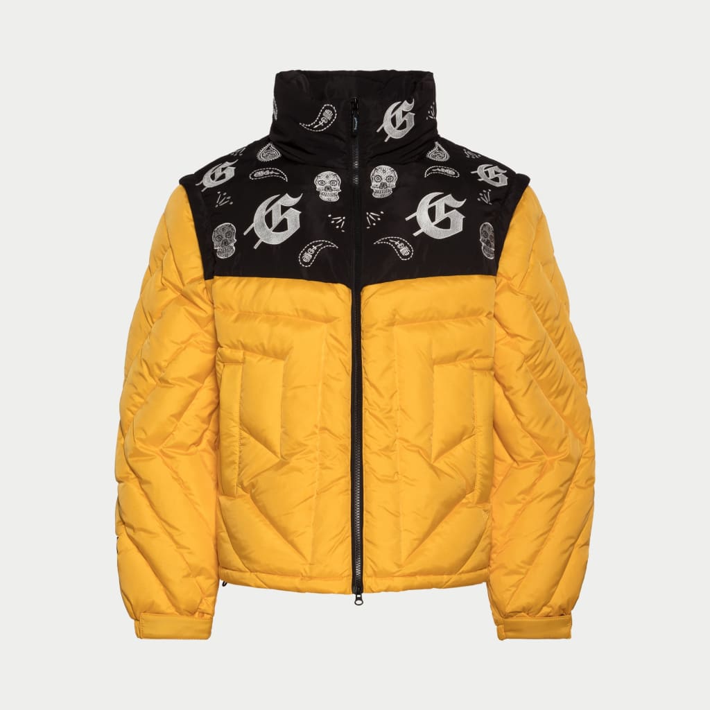 BARROW embossed monogram puffer jacket, Yellow